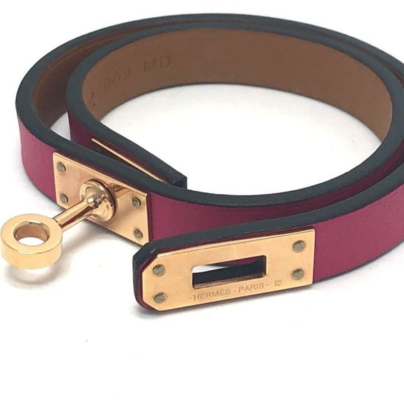 HERMES Mini Kelly Double Tour Fashion Accessories Bracelet Swift Pink Based - Picture 5 of 10
